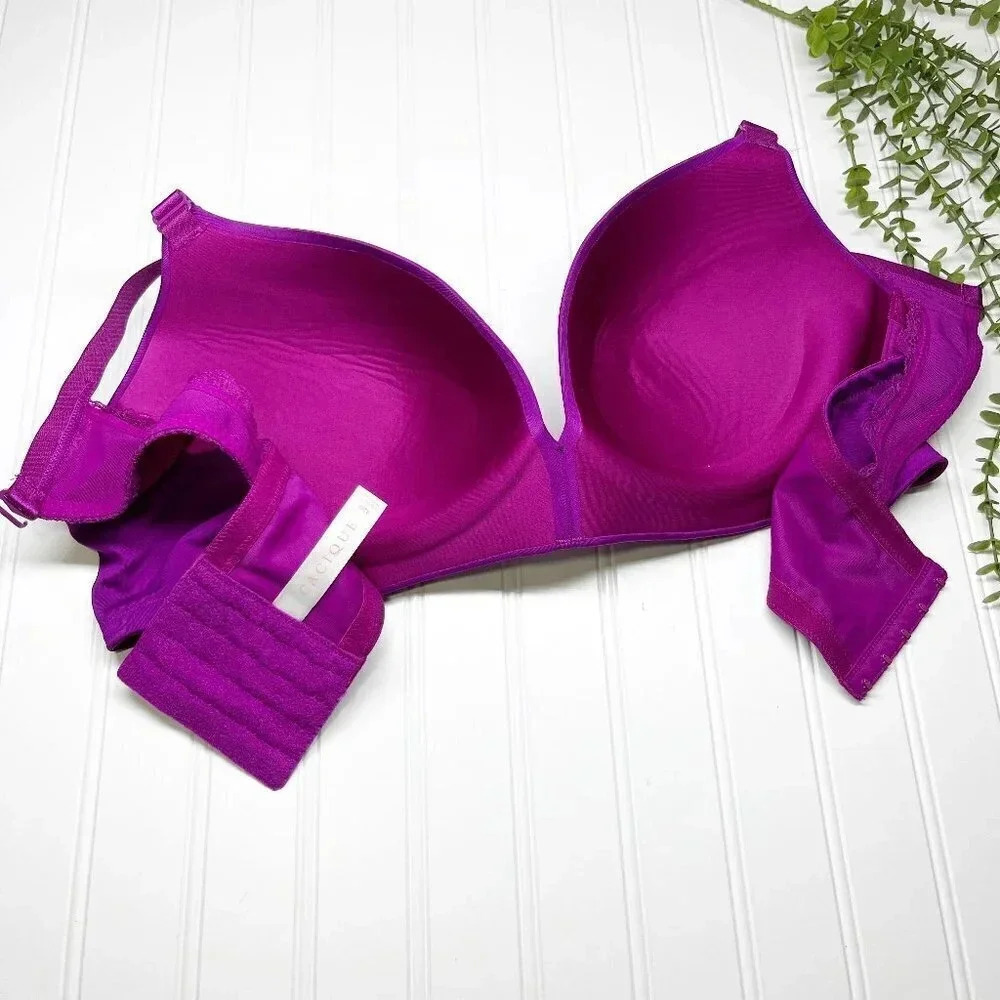 Cacique - Lane Bryant Purple Simply Wire Free Plunge Bra Women's Size 42D - Picture 3 of 7